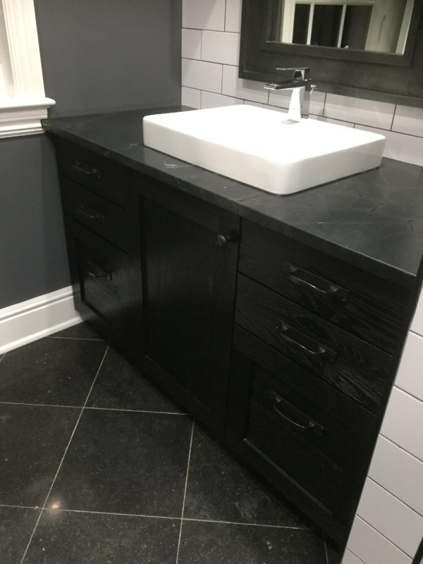 Granite Countertop with Belgian Bluestone Floor