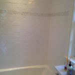 White Ceramic Tile with Cararra Mosaic Border